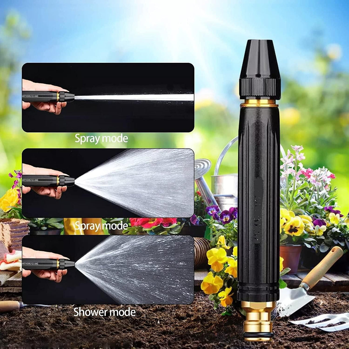 3-Mode Metal Water Spray Nozzle for Car, Garden & Home Cleaning