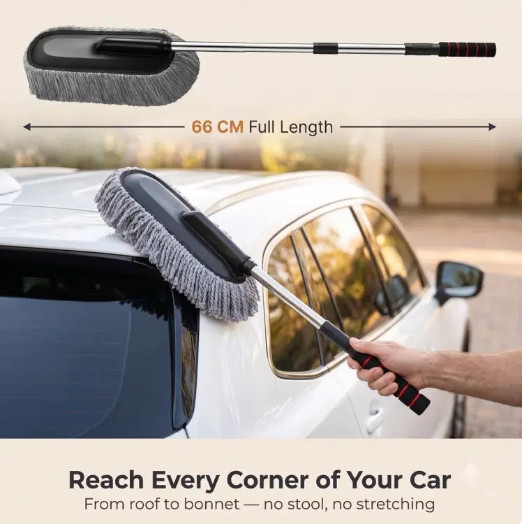 Extendable Microfiber Car Duster with Steel Handle