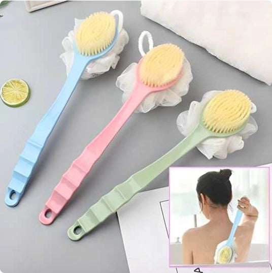 Long-Handle Body Bath Brush & Loofah Set — Pack of 2