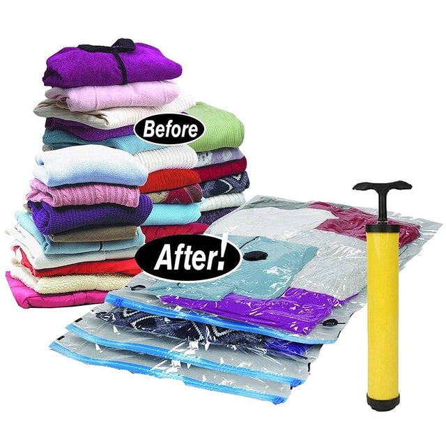 Vacuum Storage Space-Saver Bags with Hand Pump — Pack of 5