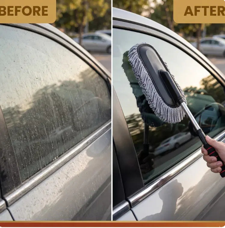 Extendable Microfiber Car Duster with Steel Handle