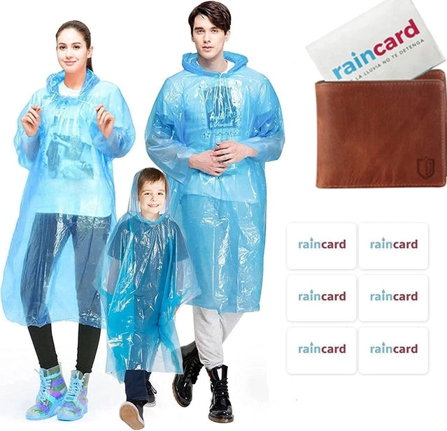 Compact Reusable Wallet Raincoats for Adults — Pack of 10